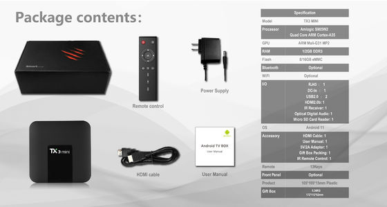 Android 11 TX3 Mini Plus OTT  Set Top Box Amlogic S905W 4K Quad Core